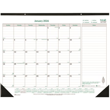 EcoLogix® Monthly Desk Pad Calendar (2026)